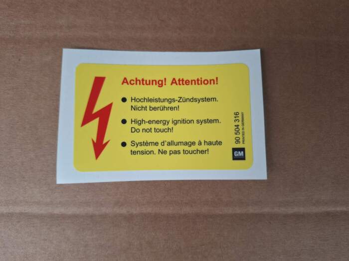 Sticker ontstekingssysteem / hoogspanning